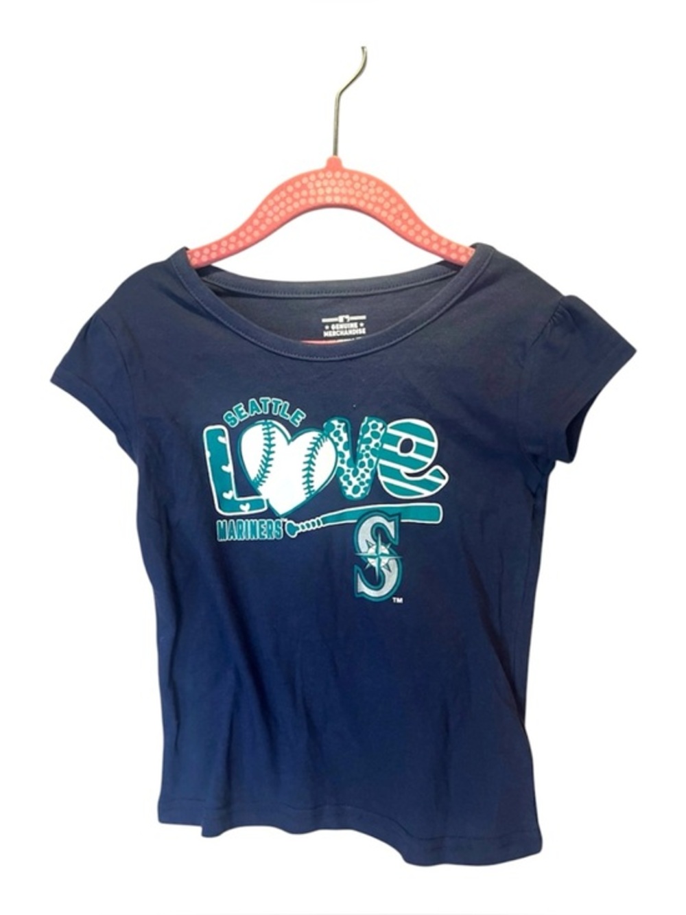 New MLB Seattle Mariners Girl’s Baseball T Shirt Heart Size 3T NWT